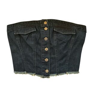 LONE STAR Denim Corsetlike Strapless Summer Festival Medium Top BNWT